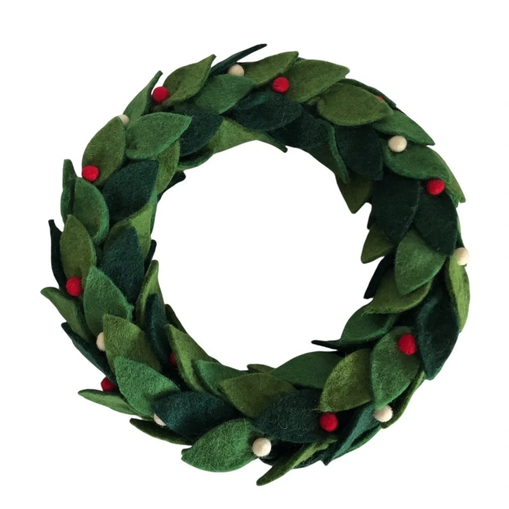 NWT Trader Joe's Christmas Handcrafted Felted Wool Wreath Rare 2025